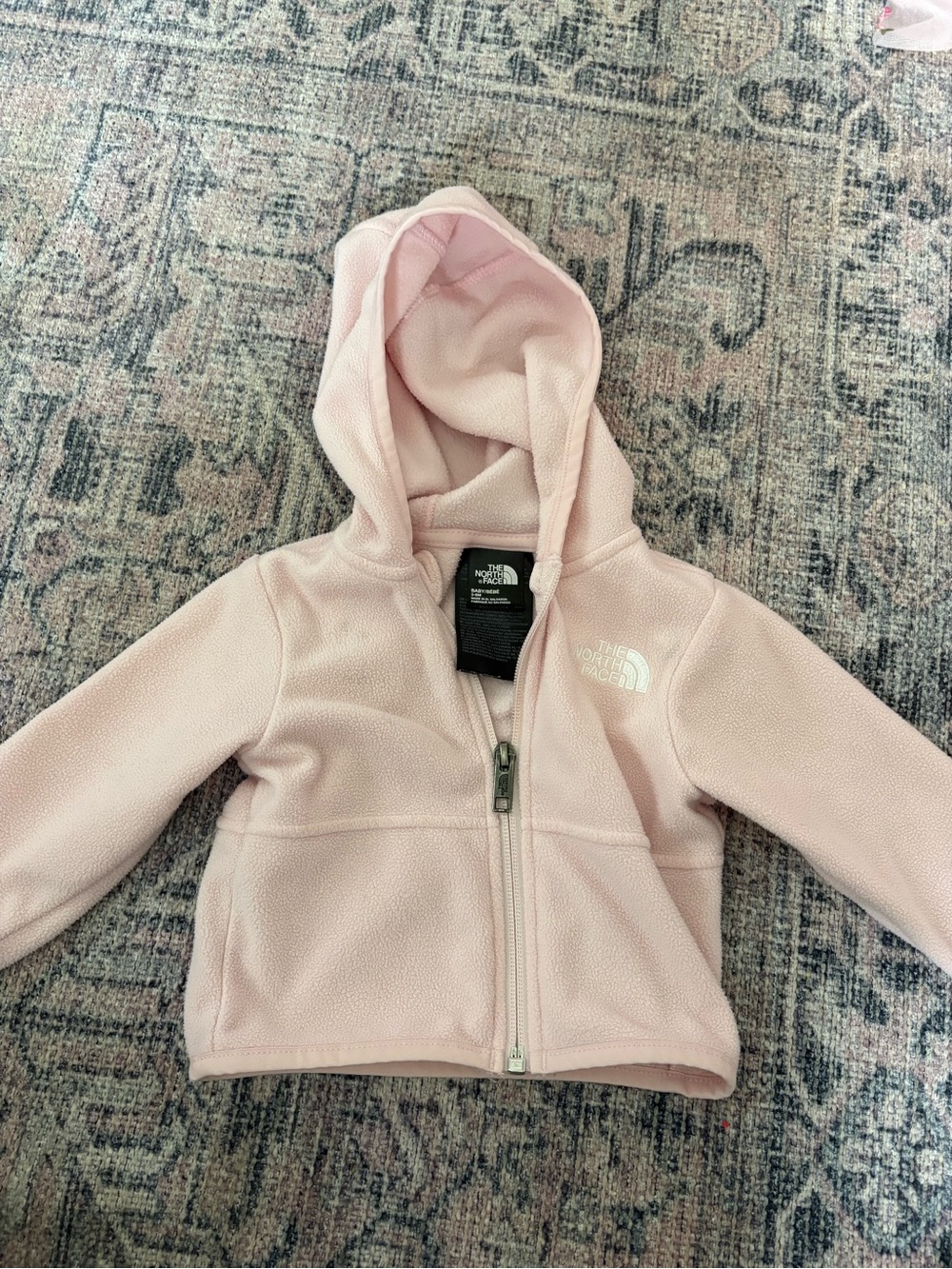 The North Face Light Pink Hooded Fleece Jacket for Kids